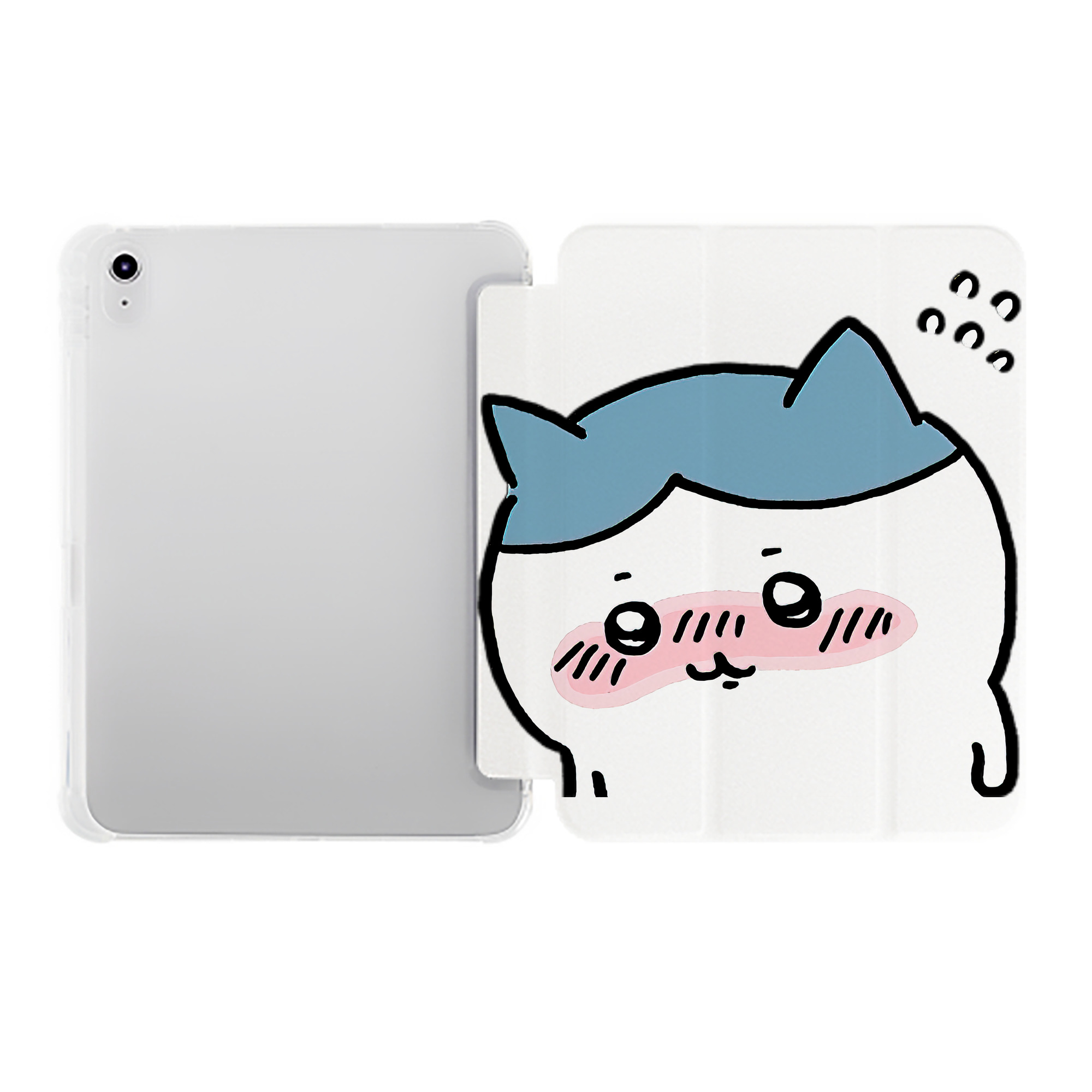 （画像用） ちいかわ ハチワレ Chii-kawa hachiware IPad ケース ペン収納付き 三つ折りスタンド PUレザー×シリコン 対応機種9.5/10.5/10.9インチ